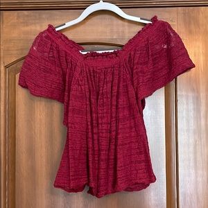 Red Free People off the shoulder knit top